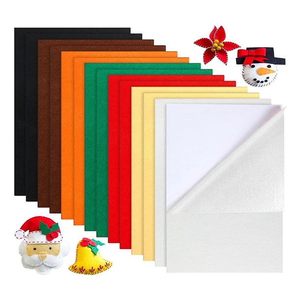 Hojas de tela de fieltro SHUYMXG adheridas para manualidades 14 hojas multicolores con respaldo adhesivo