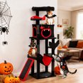 thumbnail image 2 of PawHut Gothic Cat Tree, 60" Tall Cat Tower with Coffin Bed, Black, 2 of 10