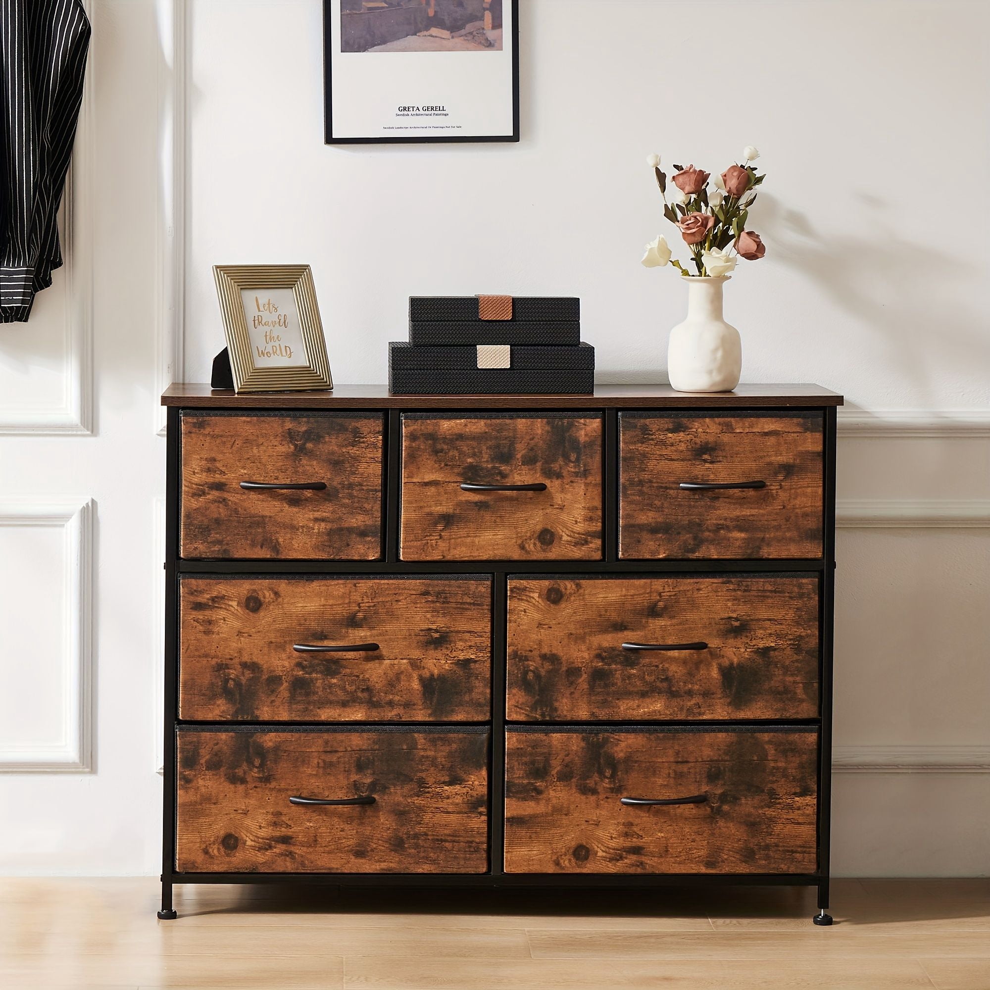 Dresser for Bedroom, 7 Storage Spaces, Assembled Wardrobe Lockers, Bedroom Furniture Lockers