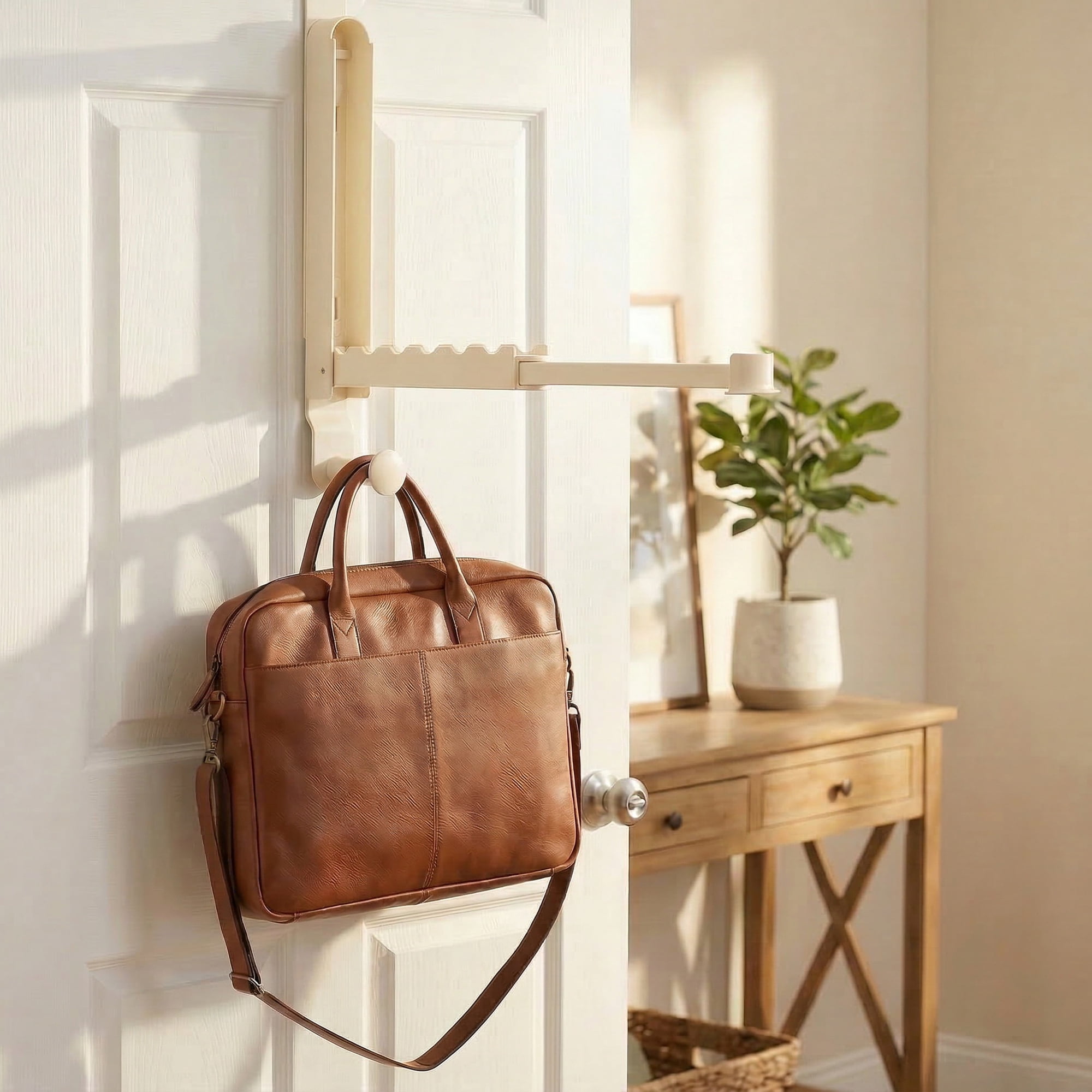 Unique Bargains Coat Rack Door Mount Plastic Hook for Entryway White 13.4"x10.6"x2"