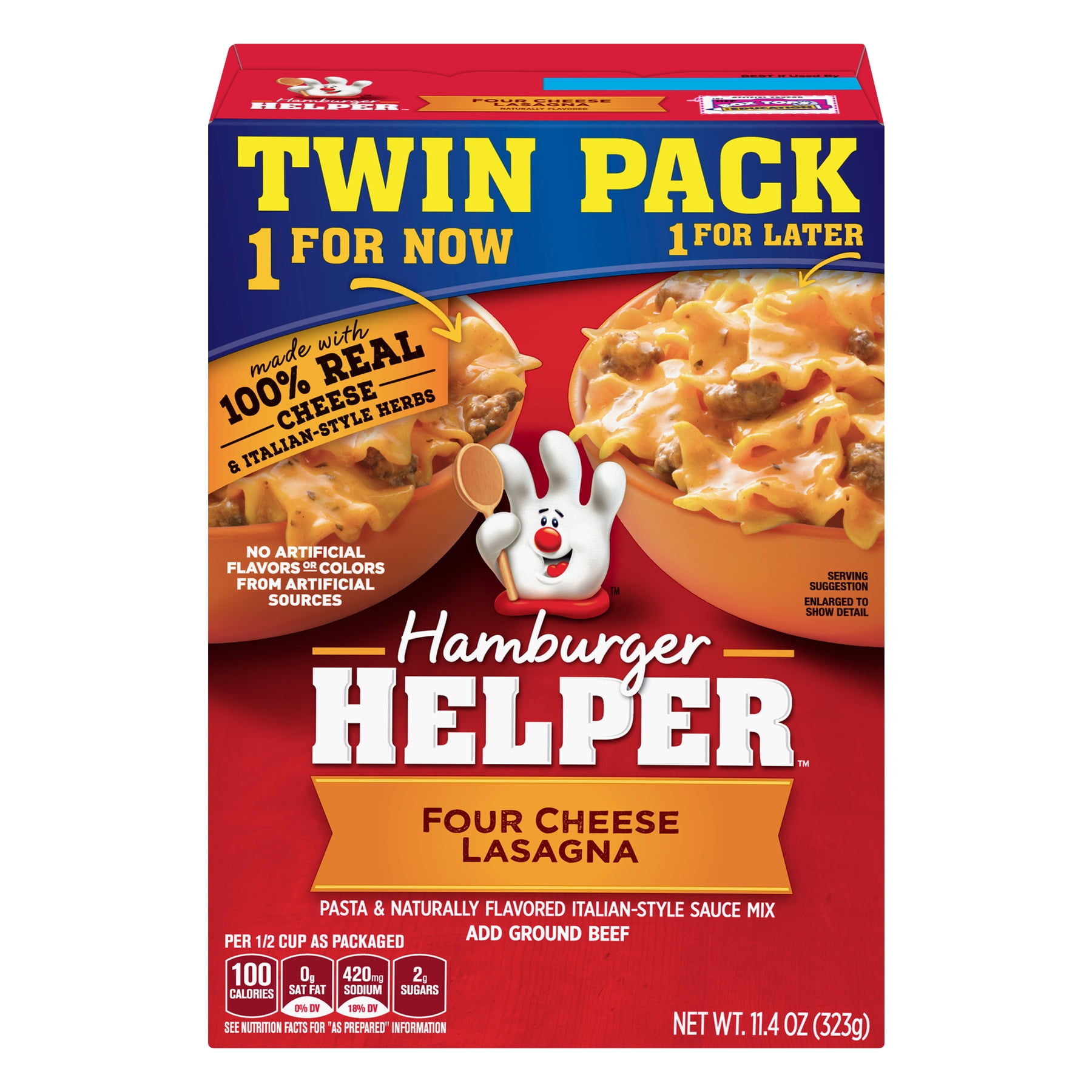 Hamburger Helper Four Cheese Lasagna Twin Pack, 11.4 oz Box