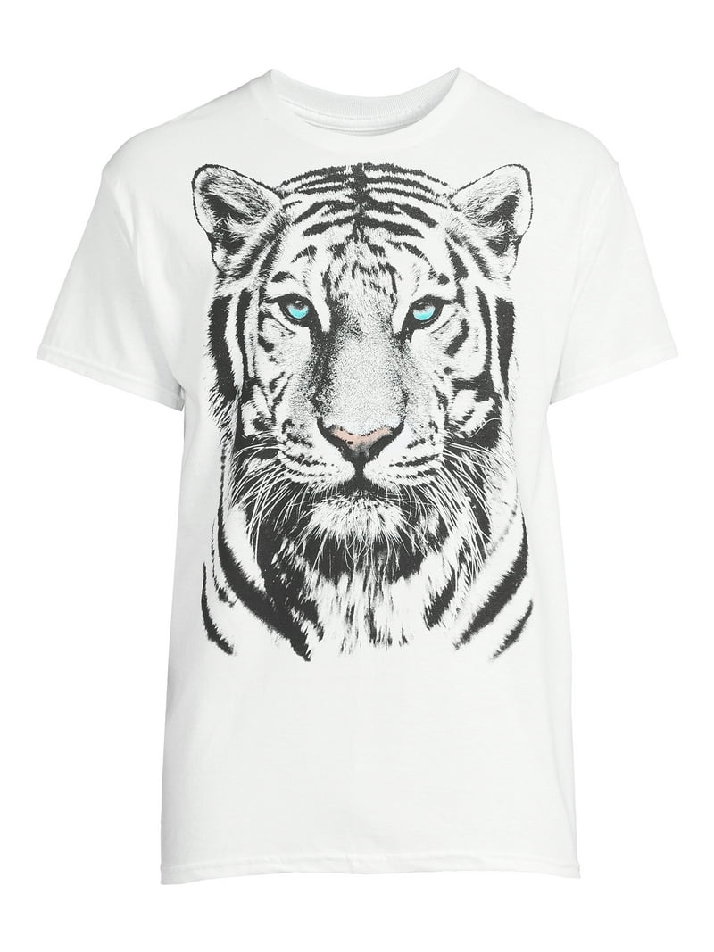 Humor Men's & Big Men's White Tiger Print Graphic T-Shirt