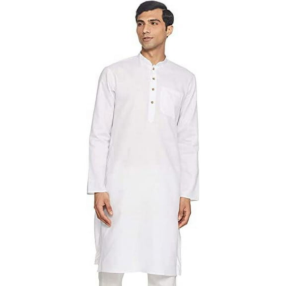Devyom Men's Cotton Straight Regular Fit Kurta (White, 40)