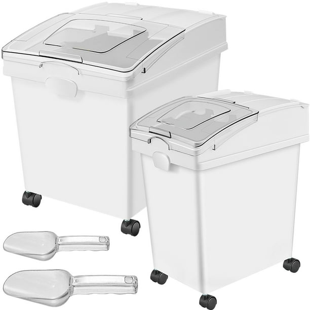 BENTISM Ingredient Storage Bin Flour Bins On Wheels 10.5 Gallon and 6.6