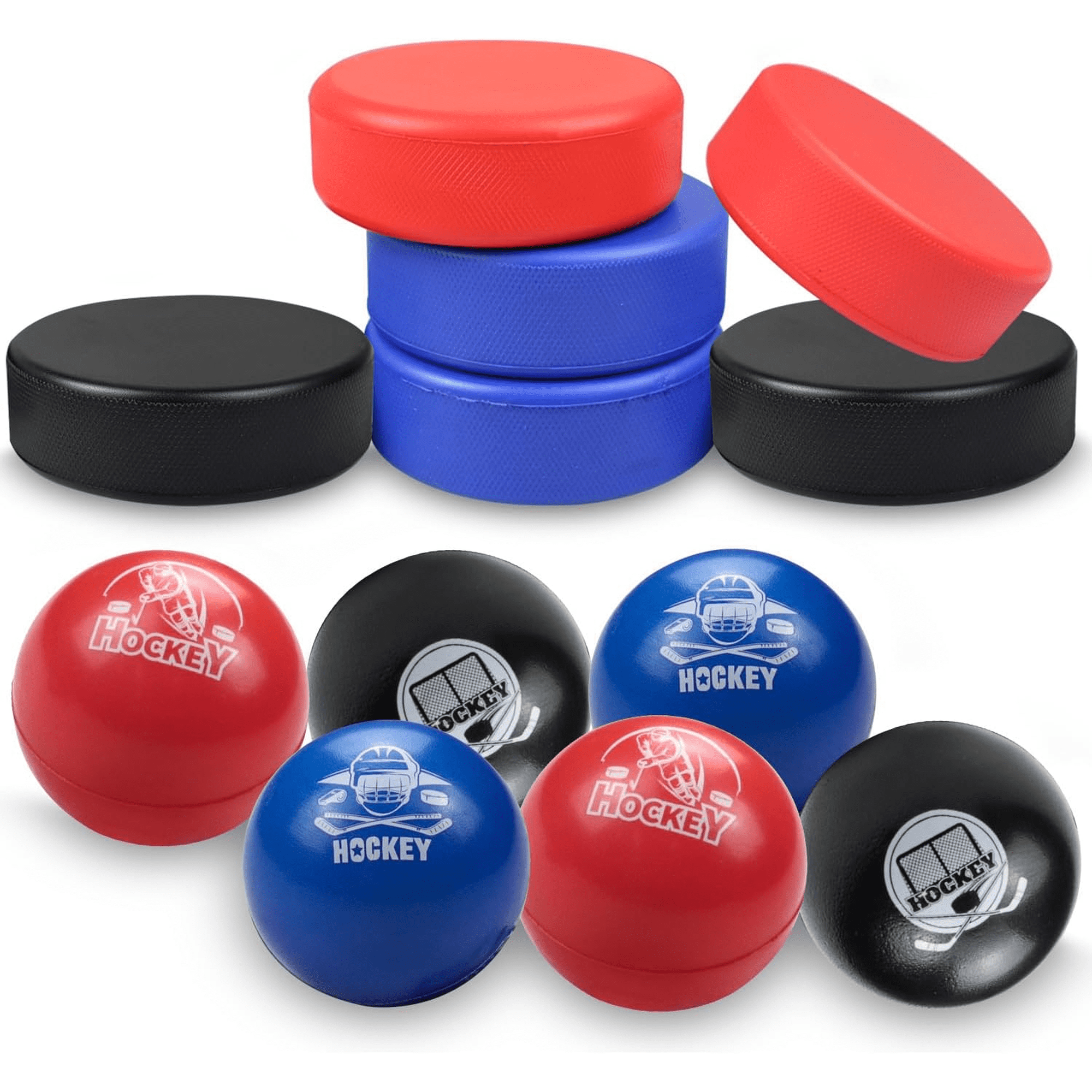 12 Soft Foam Hockey Balls, High-Visibility Low-Bounce Stress Balls Knee Hockey Pucks for Kids Indoor Hockey Practice Adult Floor Game, 2 Types