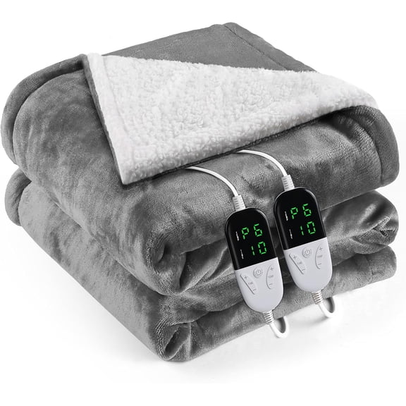 Heated Blanket Electric Queen Size 84"X90",Electric Blanket with 6 Heat Settings & 1-10 Hours Time Settings Auto-Off,Machine Washable Heating Blanket for Home and Office (Gray)