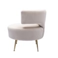 thumbnail image 5 of Accent Chairs, Barrel Chairs with Golden Feet, Polyester Upholstered Sofa Chair, Modern Club Chair for Living Room Bedroom Waiting Room Reception Room, Beige Right, 5 of 9