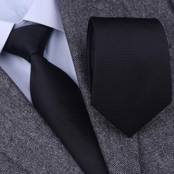 Yongchuantie 3.15-inch Men's High-quality 100% Silk Tie With Black Checkered Pattern for Formal Business Banquets 8CM Wide Tie