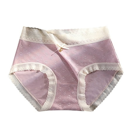 

Women Mid Waist Pure Cotton Breathable And Seamless Printing Bow Panties Womens Bikini High Cut Underwear