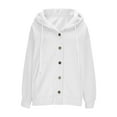 thumbnail image 3 of Womens Button up Sweatshirts Jackets, Long Sleeve Oversized Fleece Lined Hooded Cardigan, Fall Warm Loungewear Jackets Coat with Pockets White M, 3 of 6