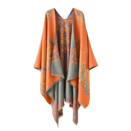 

Dadaria Shawl Wrap Women Autumn And Winter Retro Plaid Scarf Shawl For Warmth And Cold Protection Scarf Orange 130X160CM Women