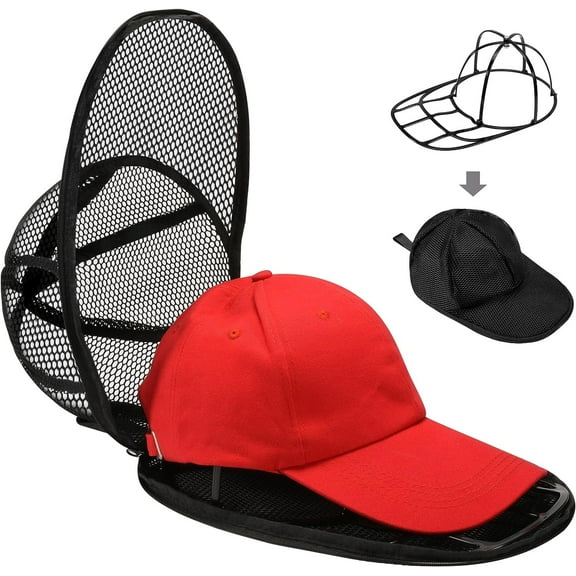 TSOMEI Hat Washer Hat Cleaning Rack Foldable Washing Hat Cage Mesh Hat Cleaner 1 Pack Black