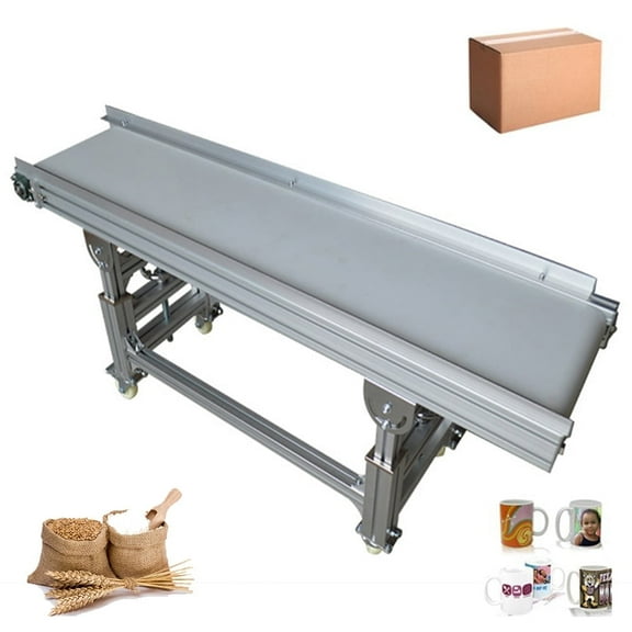 PU Conveyor Belt 59"x11.8"in Food Grade Conveyor Belt Adjustable Height Variable Speed Conveyor 110V