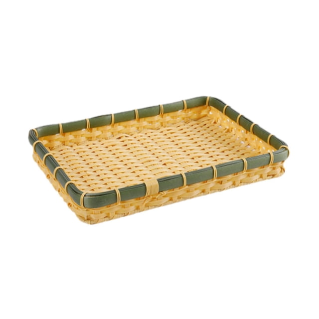 Cesta de bambú tejida a mano para decorar el hogar, bandeja para fruta en la entrada y la mesa del comedor. M