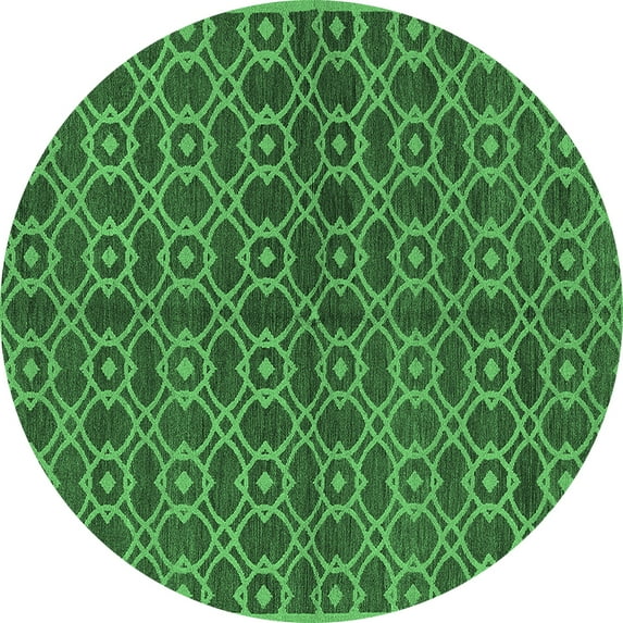 Ahgly Company Indoor Round Oriental Emerald Green Industrial Area Rugs, 3' Round