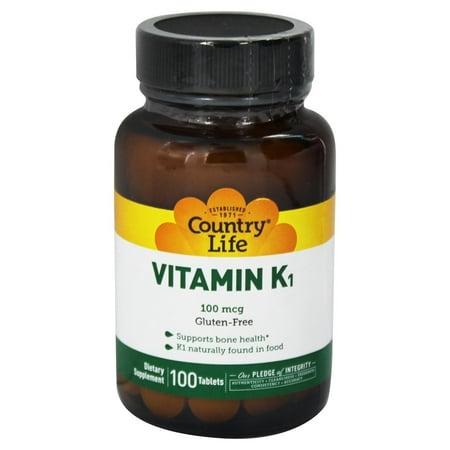 Country Life Buffered Vitamin - Country Life - Vitamin K1 100 mcg. - 100 Tablets
