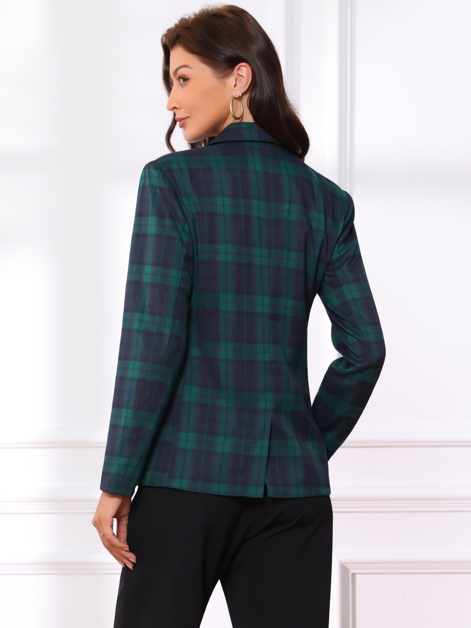 DARING DIVA Women's Notched Lapel Double Breasted Formal Blazer Jacket XS Dark Green