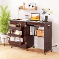 thumbnail image 3 of Patiojoy Table de Machine à Coudre avec Station de Recharge Armoire à Coudre Pliable avec Roulettes Verrouillables Brun, 3 of 10