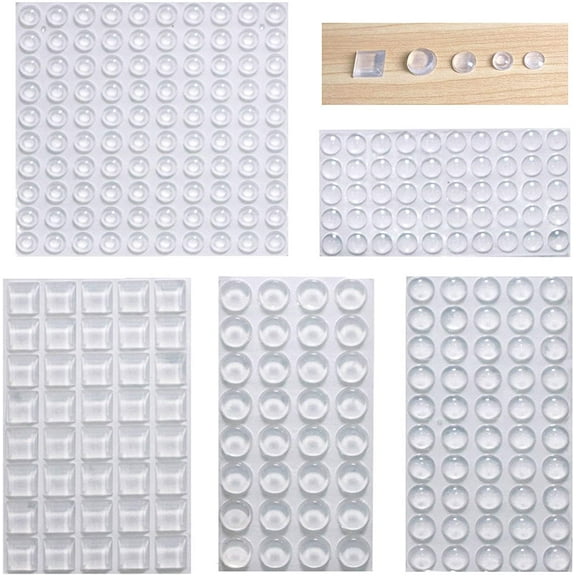 Cabinet Door Bumpers Clear Self Adhesive Noise Dampening Bumper Pads 272Pcs Silicone Rubber Bumpers for Drawers Picture Frames Cutting Board and Furniture Surface Protection 5 Sizes Pack