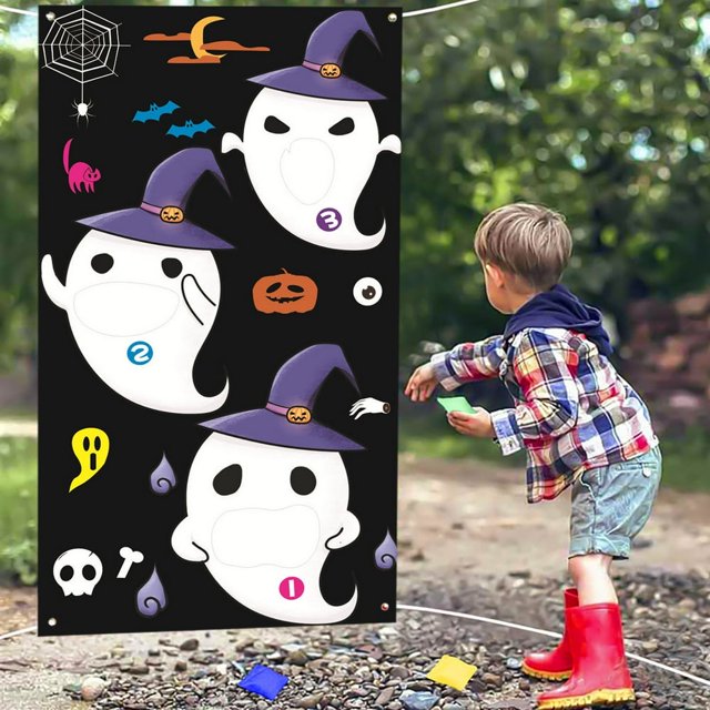 Jeu de Lancer de Sacs de Sable pour Enfants Drapeau de Fête pour Décorations d'Halloween Porche Décorations d'Automne Intérieur
