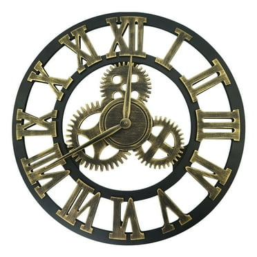 Westclox Large Gear Analog QA Wall Clock with Open Roman Numerals and ...