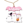 thumbnail image 2 of Hanging Ghosts Halloween Decor, 12 Inch Pink Halloween Door Sign Cute Pastel Halloween Decor for Home Welcome Door Sign for Halloween Party, 1 Pack, 2 of 7