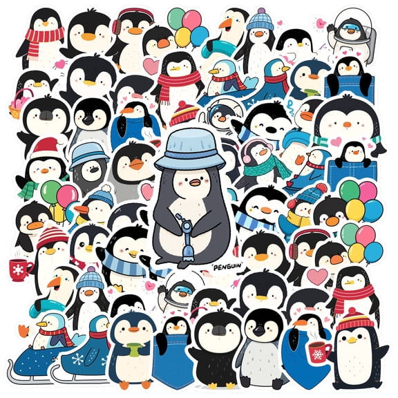 35pcs-50pcs Cute Penguin Stickers Animal Stickers Winter Decals Kids Stickers for Laptops Suitcases Notebooks