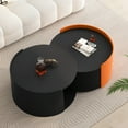 thumbnail image 5 of Kevinplus Round Nesting Coffee Table, Modern Side Tables with Extendable Sliding Tabletop for Living Room, Office,Black, No Need Assembly, 5 of 5