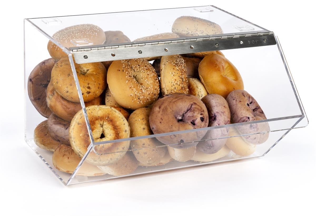 Clear Pastry Display Case For Bagels And Other Baked Goods Clear Stackable With A Hinged Door Bgl16st Walmart Com Walmart Com