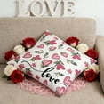 thumbnail image 4 of Valentine's Day Pillow, Heart Pattern Festive Cushion Cover, 45x45cm Polyester Decorative Sofa Bed Pillowcase with Hidden Zipper Machine Washable, 4 of 6