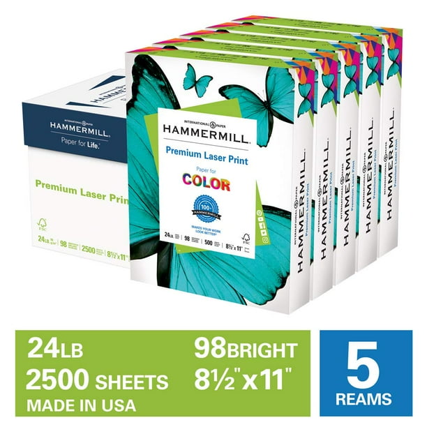 Hammermill Printer Paper, 24lb Premium Laser Copy Paper 8.5x11, 5 Ream