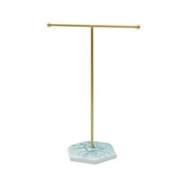 Mgaxud Modern T-Shape Jewelry Stand with Stone Base: Elegant Storage for Necklaces, Bracelets, and Earrings