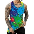 thumbnail image 2 of WAVSUF Summer Men Quick Dry Undershirts Tank Muscle Gym Vest for Mens Sports Tank Tops Printed Tie Dyeing Sleeveles Pullover Multicolor Size 4XL, 2 of 5