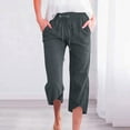 thumbnail image 2 of UAMVSH Womens Capris for Summer Trendy Tulip Hem Casual Capri Pants with Pockets Baggy Elastic Waist Drawstring Cropped Pants, 2 of 6