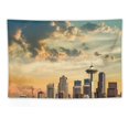 thumbnail image 5 of Chilfamy  Tapestry, Skyline Picnic Mat Hippie Trippy Tapestry Wall Art Meditation Decor for Bedroom Living Room Dorm,60x40 Inch, Dusk Blue Orange 60x40in, 5 of 7