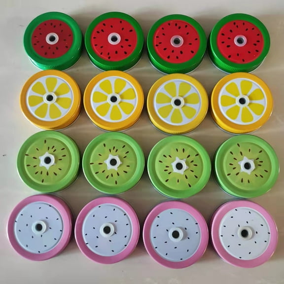MRLESS 8pcs Mason Jar Metal Lids With Straw Hole For Replacements Leak-Proof Mason Jar Leak-Proof Lid Canning Jar Lids Straw Can Lid