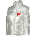 thumbnail image 2 of Women's ZooZatz Silver Wisconsin Badgers Metallic Cropped Full-Zip Sleeveless Puffer Vest, 2 of 4