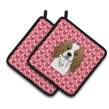 Caroline's Treasures Cavalier Spaniel Hearts Pair of Pot Holders