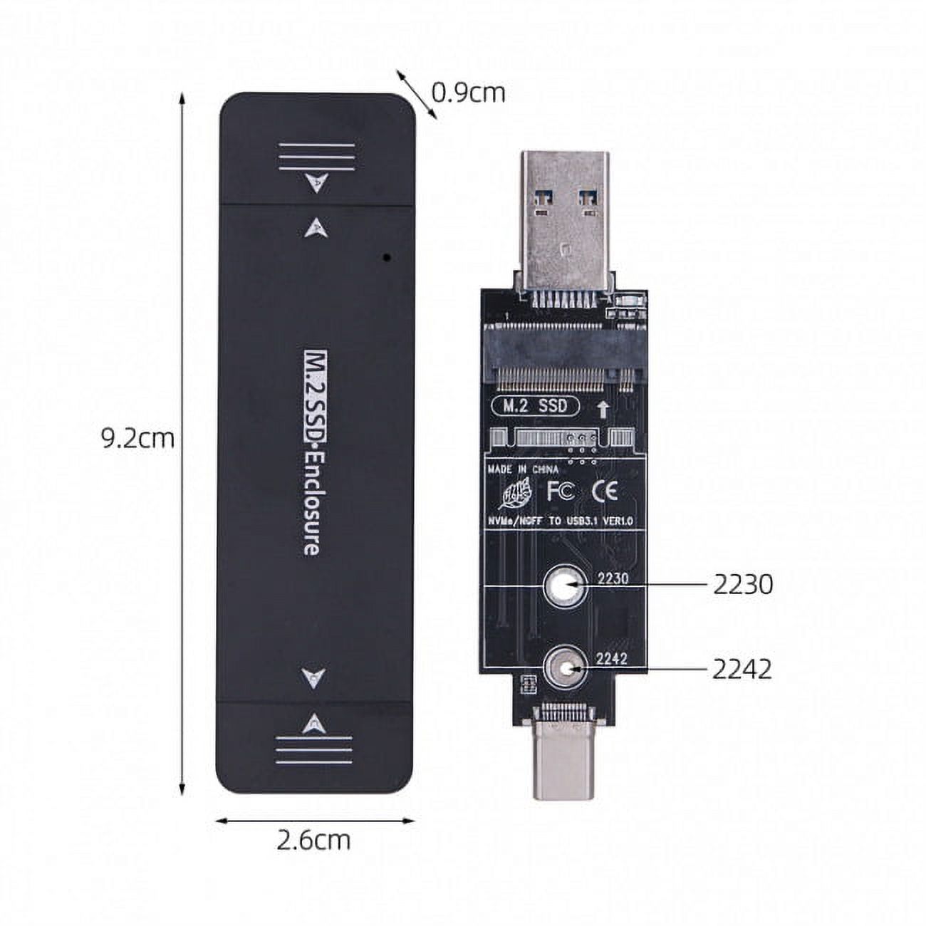 JSER Combo Type-C USB3.0 to NVME M-key M.2 NGFF SATA SSD PCBA Case 2230/2242mm Adapter RTL9210B Chipset
