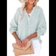 thumbnail image 1 of Blusas Casuales de Larga con Cuello en V y Botones para Mujer, Blusas Lisas de Gran Tamaño. Azul XXL, 1 of 7
