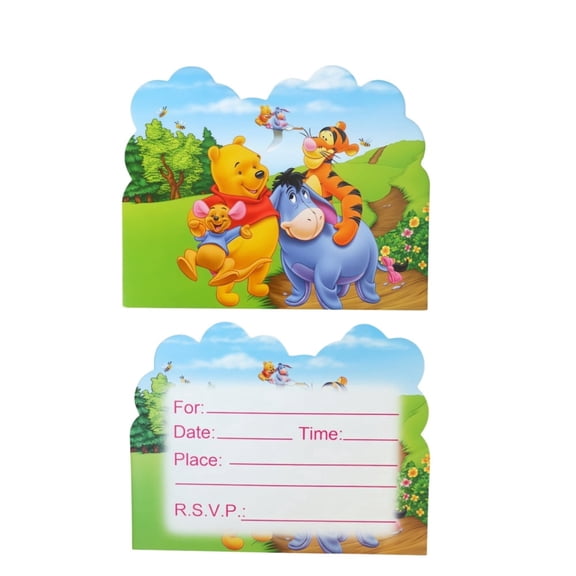 30 Pcs Winnie the Pooh Anime Cartoon Birthday Party Invitations, Fill-in Kids Birthday Invite Cards for Boys Girls