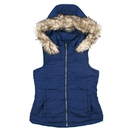 PS FROM AEROPOSTALE Fur Trim Hooded Vest (Little Girls & Big Girls)