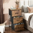 thumbnail image 2 of CZMDZH  Dresser with 3 Drawers, Fabric Nightstand, Organizer Storage Dresser for Bedroom, Hallway, Entryway, Closets, Sturdy Steel Frame, Wood Top, Easy Pull Handle, Rustic Brown Wood Grain Print, 2 of 9