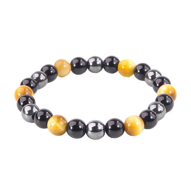 Qarigey Amplia gama de usos, de cuentas de piedras preciosas naturales para mujeres y hombres, joyería exquisita, de cristal Ropa, zapatos y accesorios Miscelánea Ojo de tigre de 8MM + negro