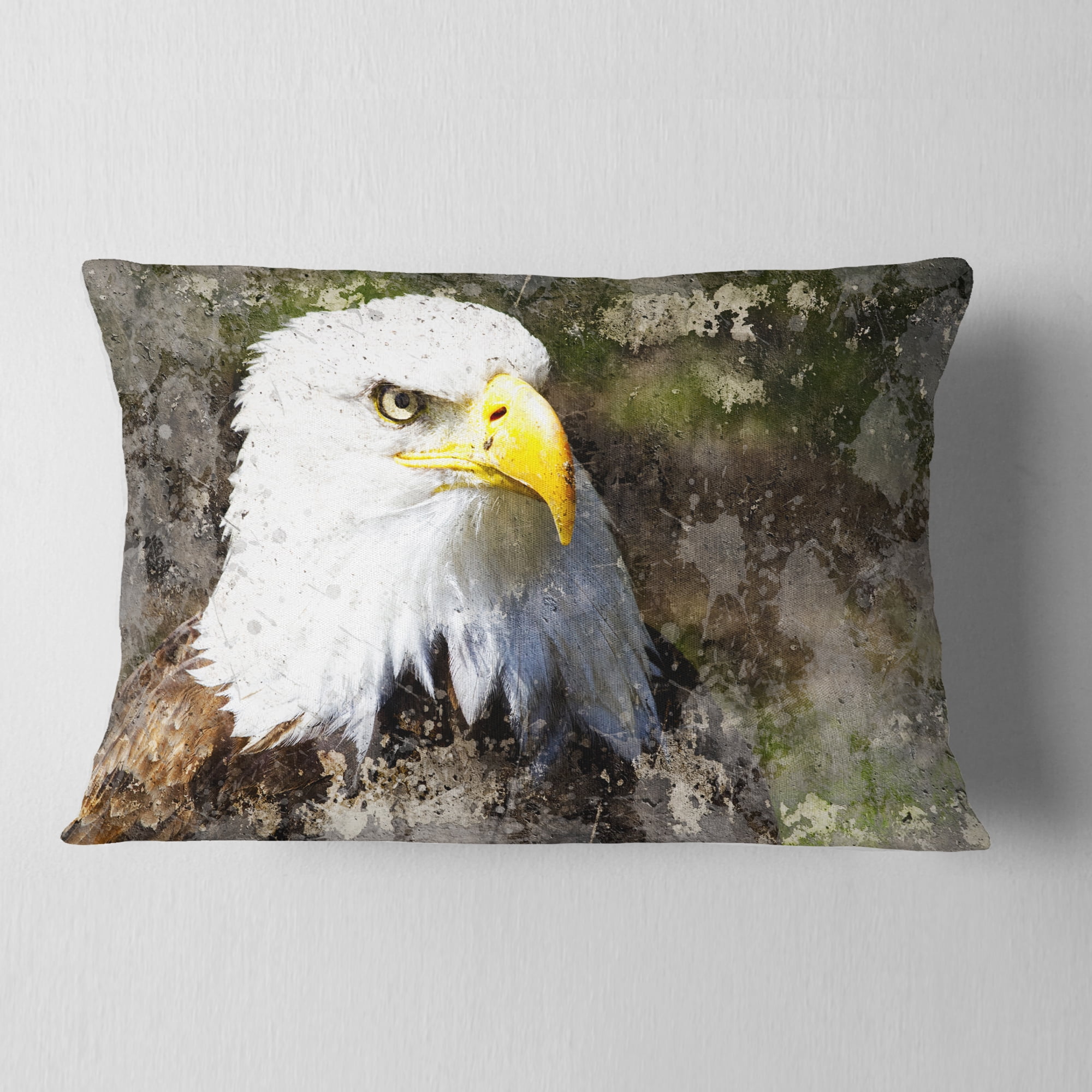 Designart Eagle Head with Textures - Animal Throw Pillow - 12x20