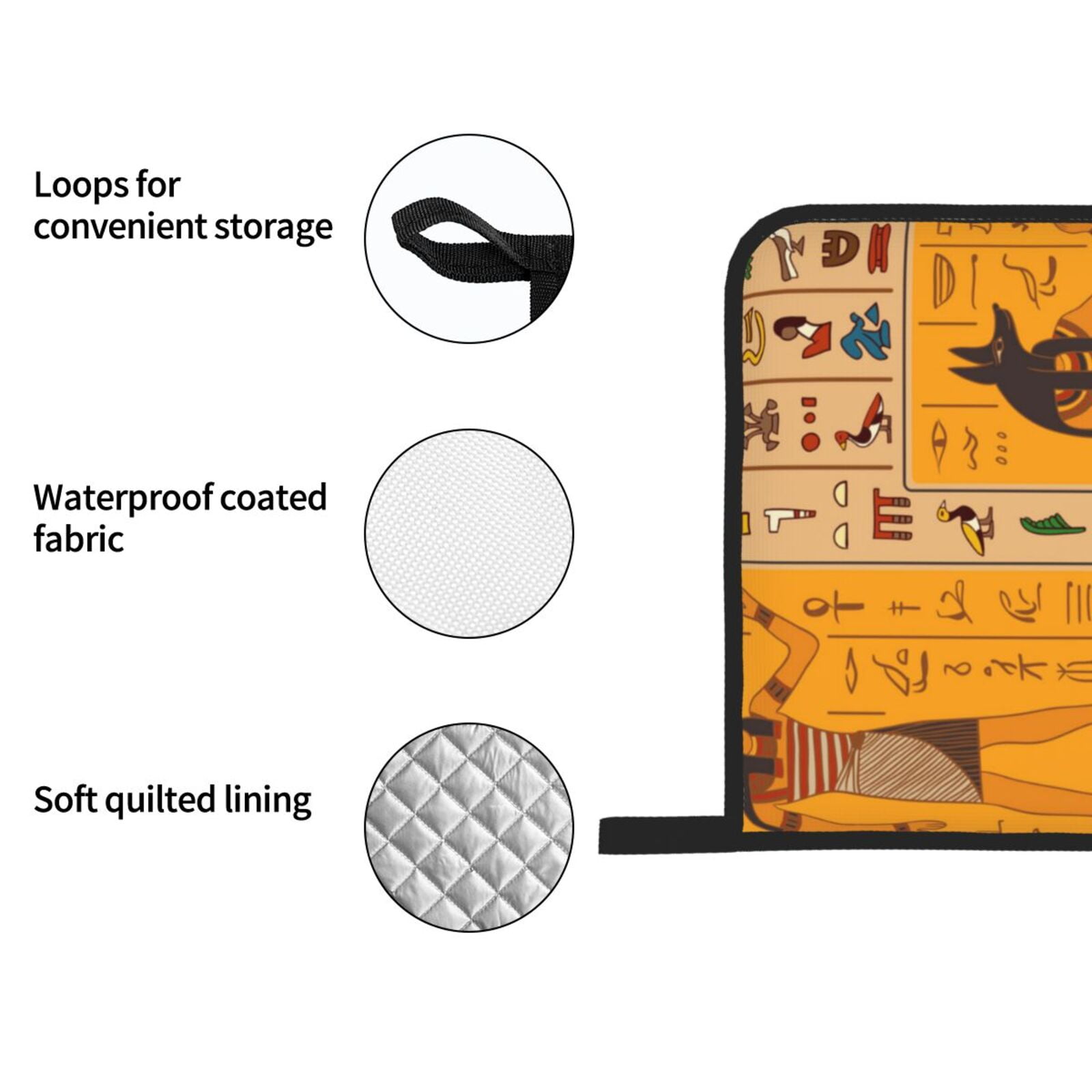Egyptian Ancient Hieroglyphs 4Pcs Oven Mitts and Pot Holders Sets Oven Kitchen Gloves Hot Pads for Cooking BBQ Baking Grilling