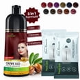 thumbnail image 2 of (3 pack) Herbishh Grape Red Hair Color Shampoo for Gray Hair with Pack 2 Hair colour stain remover, Hair Dye Shampoo 3 in 1, 100% Gray Coverage, Permanent Hair Color for Men & Women, Ammonia-free, 500 ml, 2 of 6