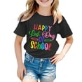 thumbnail image 1 of NINGMENG Hauts et T-Shirts pour Filles, Été, Rentrée Scolaire, Imprimé Lettre, Col Rond, Manches Courtes, Tee-Shirts Décontractés, Noir, 5-6 Ans, 1 of 4