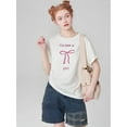 thumbnail image 1 of Summer Girls Casual Cute Bow Printed Short Sleeve T-ShirtFather's Day, Mother's Day, New Year, SprinCamisetas para mujer, lindas camisetas con estampado gráfico, de manga corta, estilo casual, para ve, 1 of 7