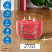 Mainstays 3-Wick Scented Glass Jar Candle, Strawberry Breeze, 11.5 oz